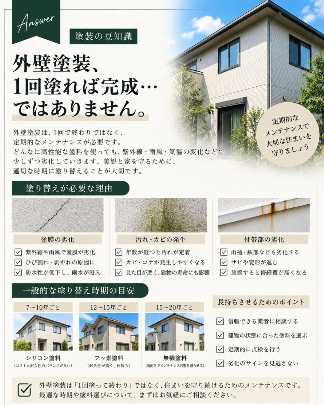 「外壁塗装って、1回塗ったら終わり？」